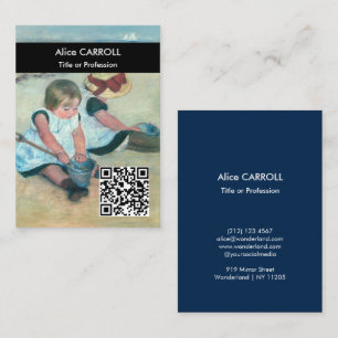 Cassatt - Children Playing on the Beach - QR Code Business Card