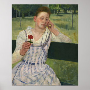 Cassatt - Woman With Red Zinnia Poster