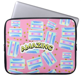 casset 90s pattern laptop sleeve