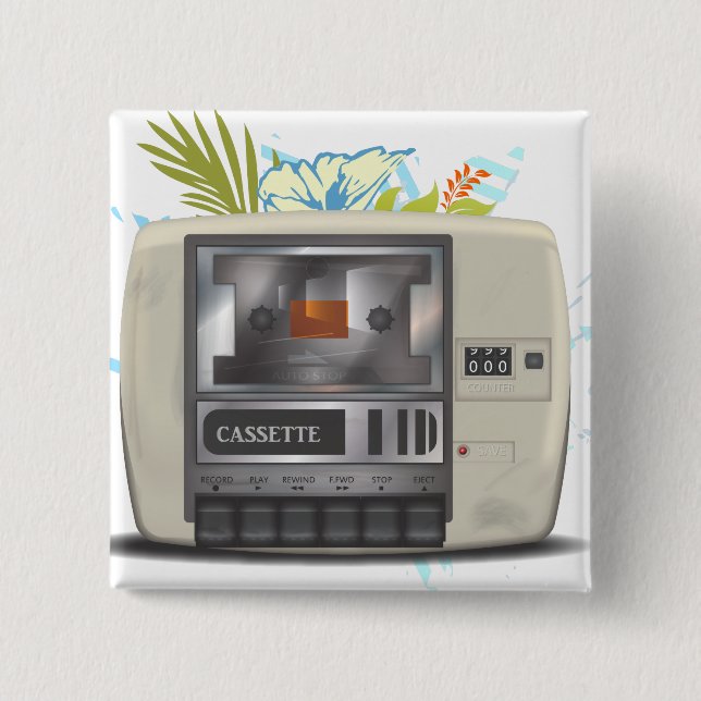 Cassette Deck 15 Cm Square Badge (Front)