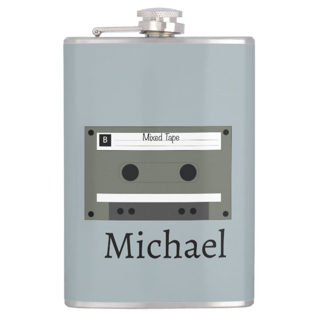 Cassette, Mixed Tape Hip Flask (Front)