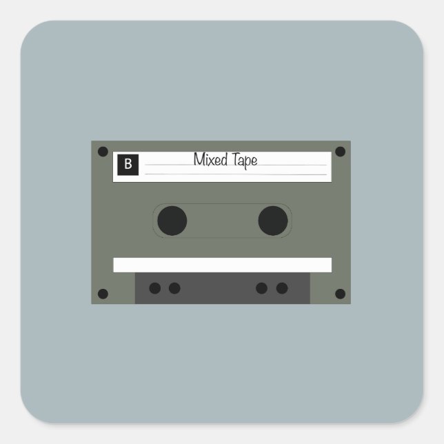Cassette, Mixed Tape Square Sticker (Front)
