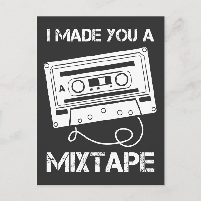 Cassette Music Retro 80s I Made You A Mix Tape Postcard (Front)