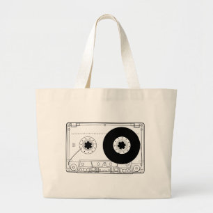 cassette retro graphic vintage t-shirt casette large tote bag
