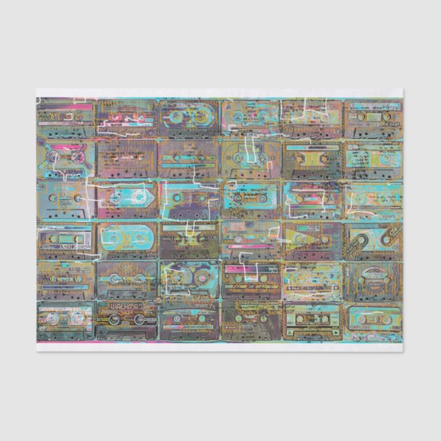 Cassette Tape Art for decoupage or collage paper (Front)