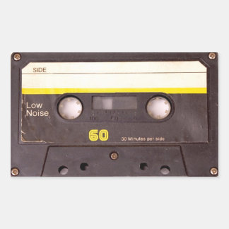 Cassette Tape Black Rectangular Stickers
