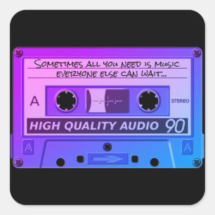 Cassette Tape Blue Art Cool Square Sticker