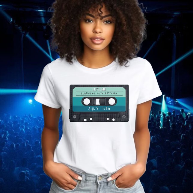 Cassette Tape Blue Retro Birthday Party T-Shirt (Cassette Tape Blue Retro Birthday Party T-Shirt
)