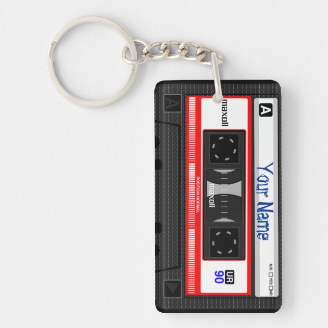 Cassette Tape Customisable Key Chain, Vintage Ring (Front)