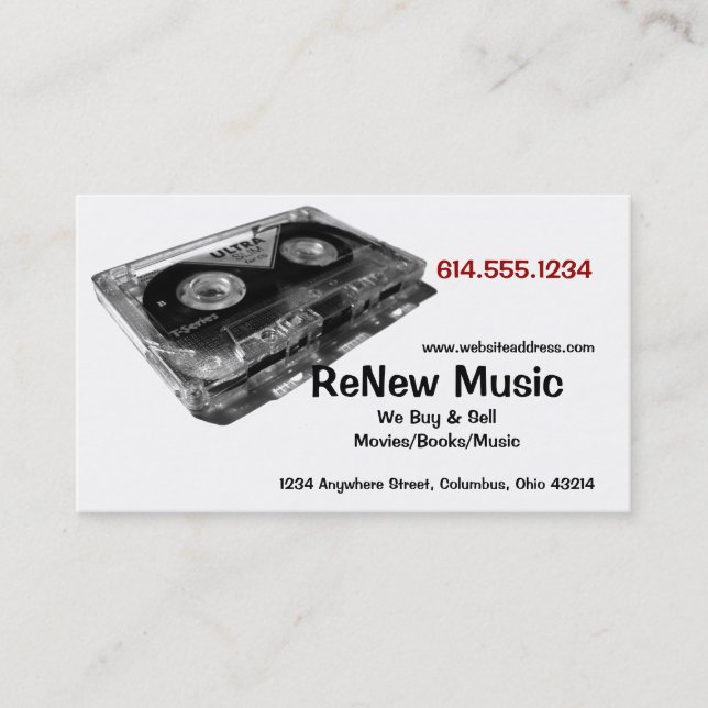 Cassette Tape Design 1 Music Business Card (Front)