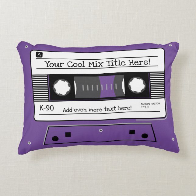 Cassette Tape, Mix Tape, Retro Gift, Personalised Decorative Cushion (Front)