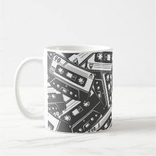 Cassette Tape: Monochrome Vintage Pattern Coffee Mug