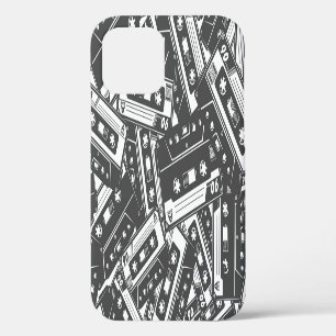 Cassette Tape: Monochrome Vintage Pattern iPhone 12 Case