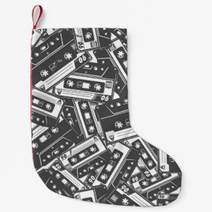 Cassette Tape: Monochrome Vintage Pattern Small Christmas Stocking