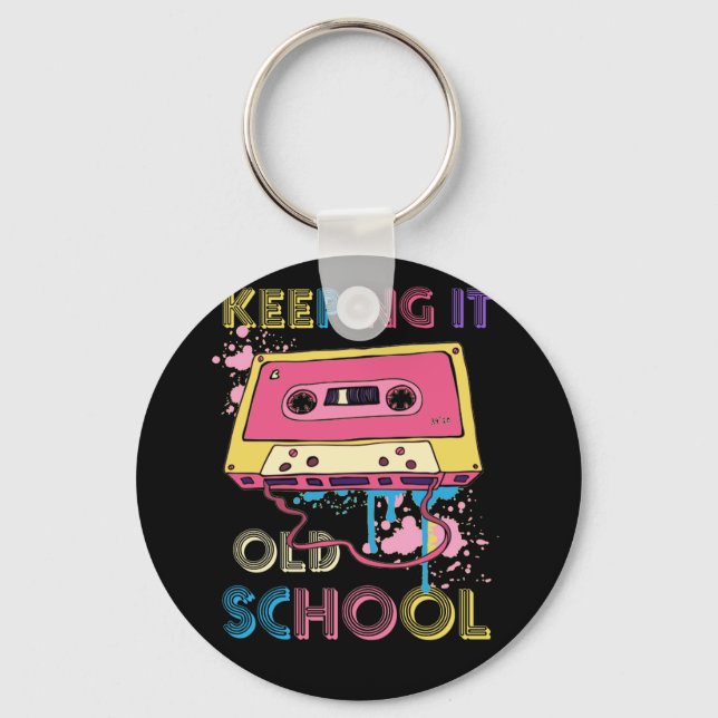 Cassette Tape Music Retro 80s Keeping old School Key Ring (Front)