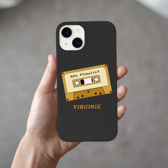 Cassette Tape Phone Case (Black phone case with a cassette tape)