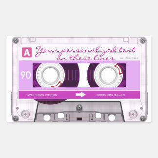 Cassette tape - pink - rectangular sticker