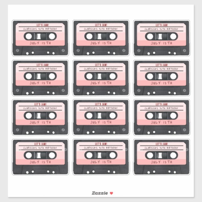 Cassette Tape Pink Retro Birthday Party (Sheet)