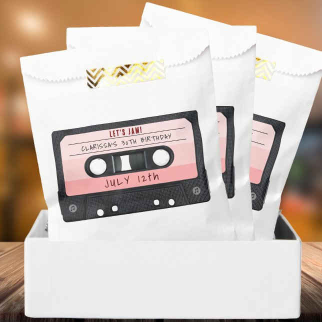 Cassette Tape Pink Retro Birthday Party Favour Bags (Cassette Tape Retro Birthday Party Favor Bag
)