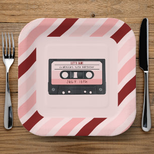 Cassette Tape Pink Retro Birthday Party Paper Plate