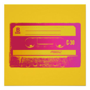 Cassette Tape Pink & Yellow Poster