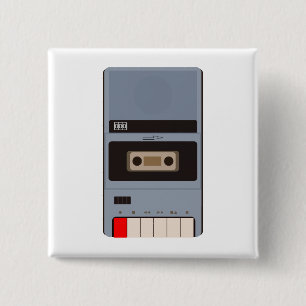 Cassette Tape Recorder 15 Cm Square Badge