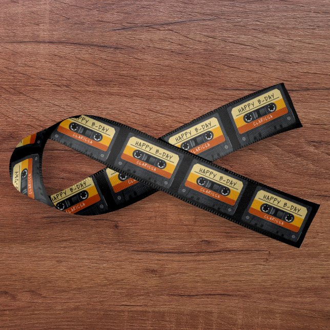 Cassette Tape Retro Birthday Party Satin Ribbon (Cassette Tape Retro Birthday Party Satin Ribbon
)