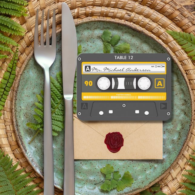 Cassette Tape Retro Groovy Music Unique Wedding Place Card (Creator Uploaded)