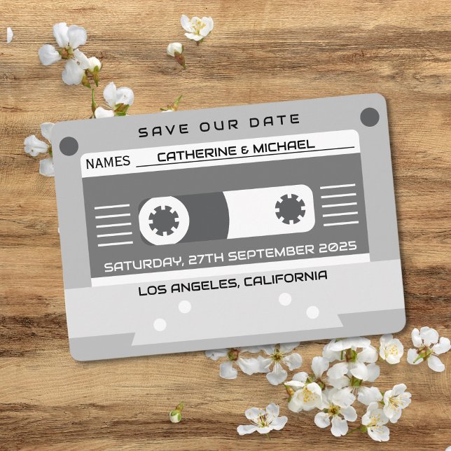 Cassette Tape Retro Music Wedding Save The Date (Creator Uploaded)