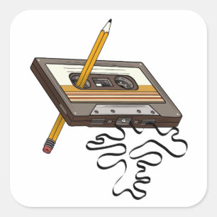 Cassette Tape Retro Rewind 80’s Style Square Sticker