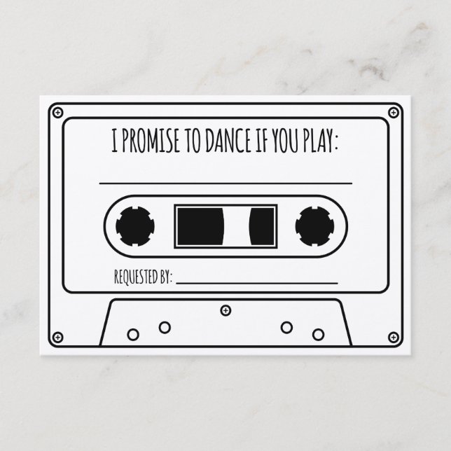Cassette Tape Song Request Wedding Enclosure Card (Front)