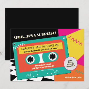 Cassette TAPE Surprise 50th Birthday Retro 80s Invitation