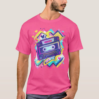 Cassette Tape Zigzags Hearts Design 90S Rb 	 Baseb T-Shirt