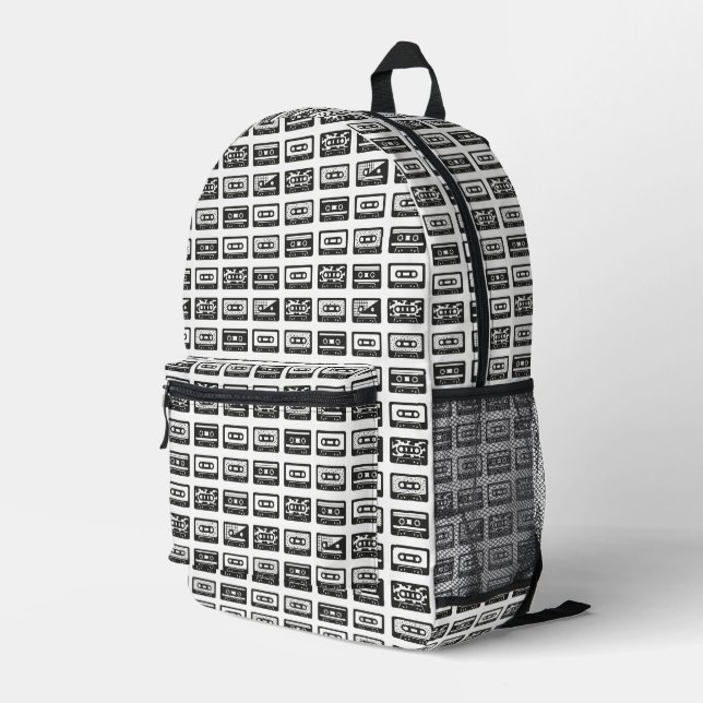 Cassette Tapes Printed Backpack (Back Corner Right)