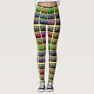 CASSETTE TAPES RETRO MUSIC LOVER  LEGGINGS