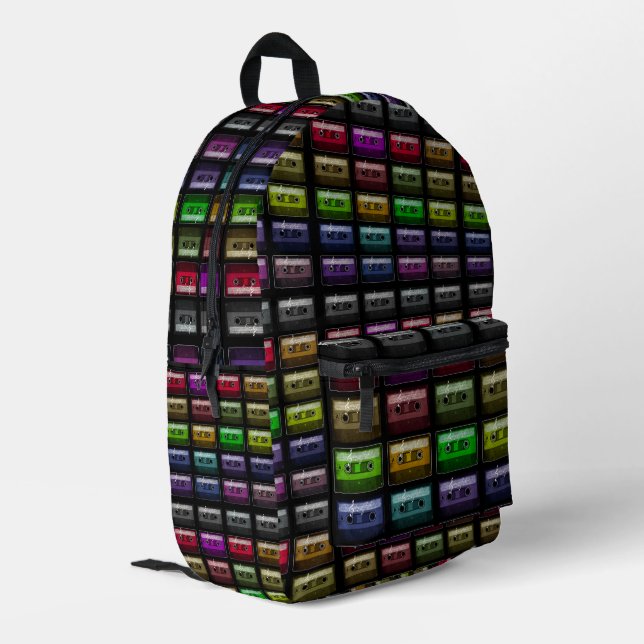 CASSETTE TAPES RETRO MUSIC LOVER  PRINTED BACKPACK (Back Corner Left)
