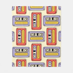 Cassette tapes retro seamless pattern. Vintage des Fleece Blanket
