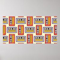 Cassette tapes retro seamless pattern. Vintage des