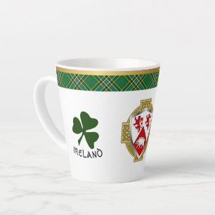 Cassidy Irish Shield & Tartan Personalised Latte Mug