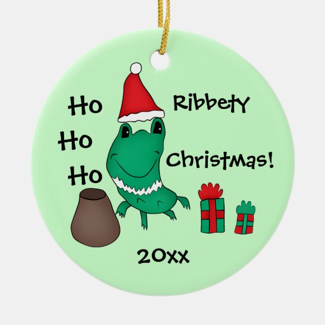 Cassie's cute Christmas frog Ceramic Tree Decoration (Front)