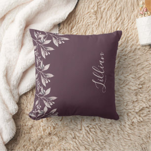 Cassis maroon name script elegant cushion