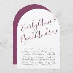 Cassis Plum Purple Minimalist Typography Wedding Invitation
