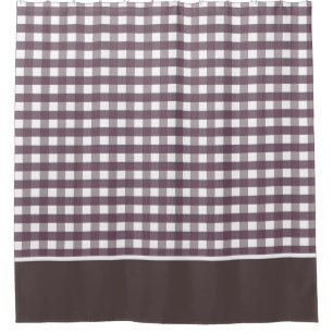 Cassis Purple and White Gingham Checks Shower Curtain