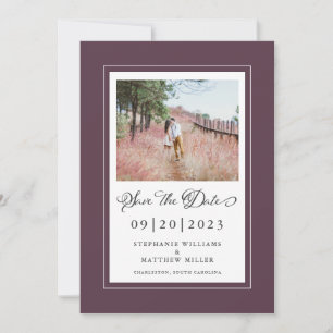 Cassis Purple Borders Photo Save The Date Wedding