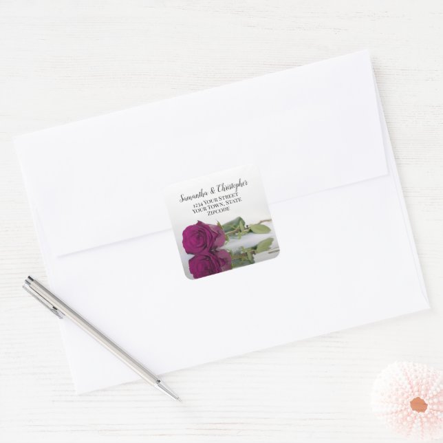 Cassis Purple Rose Return Address Envelope Seal (Envelope)