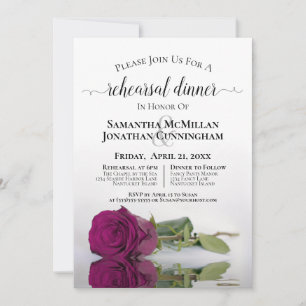 Cassis Purple Rose Wedding Rehearsal Dinner Invitation