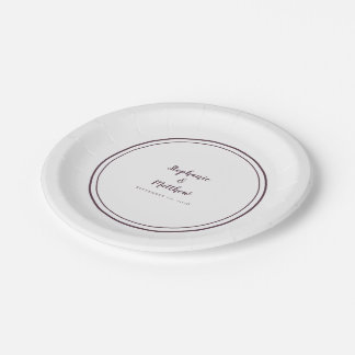 Cassis Purple Simple Modern Bride & Groom Wedding Paper Plate
