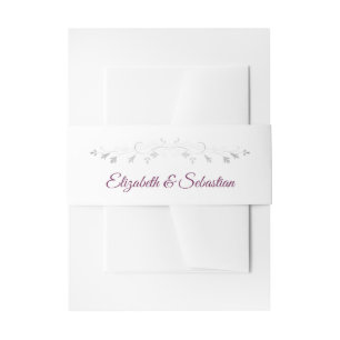 Cassis Purple with Silver Flourish Elegant Wedding Invitation Belly Band