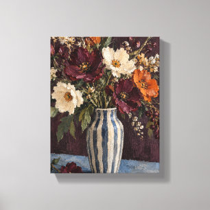 Cassis Wildflowers in a Striped Vase Canvas Print