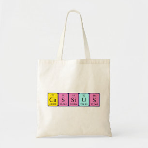 Cassius periodic table name tote bag